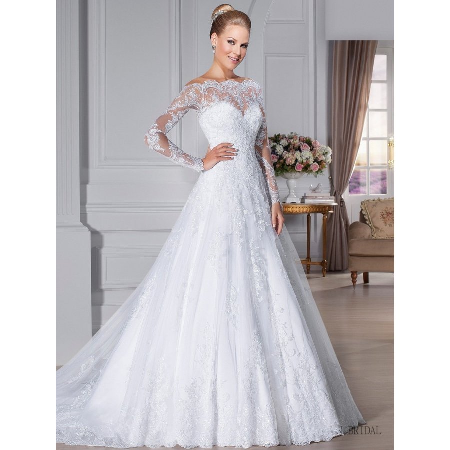 ウェディングドレス 安い Aラインドレス ウエディングドレス 二次会 長袖 ロング 花嫁 パーティー