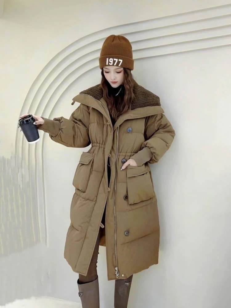 冬新作日系 セミロング コットンジャケット 厚手ジャケット 韓国版大開襟はデザイン感がゆったりしている レトロ 流行り 百掛け 快適 ウエスト引き締め