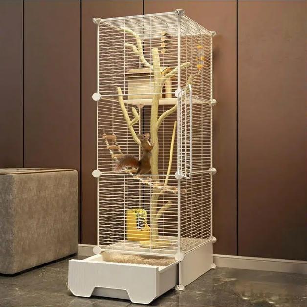 【期間特恵】リスケージ 3段 37*37*125cm 大型引き出し トレイ フクロモモンガ シマリス デグー フェレット 小動物ケージ 大型 垂直 金網