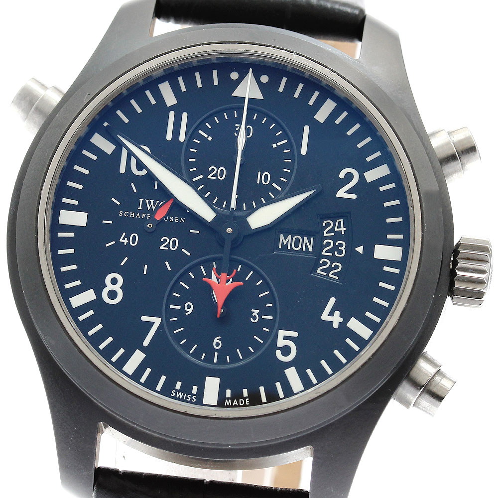 IWC SCHAFFHAUSEN IW378901 パイロットウォッチ トップガン クロノグラフ デイデイト 自動巻き メンズ _889619【中古】