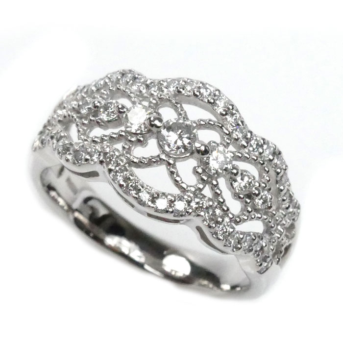 Pt900プラチナ リング・指輪 ダイヤモンド0.50ct 10号 6.8g レディース 中古 美品