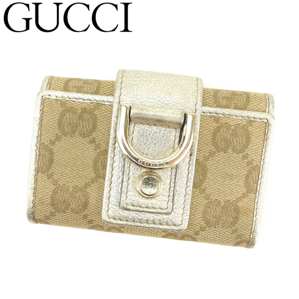 キーケース 6連キーケース ＧＧキャンバス アビー ベージュ ゴールド 中古