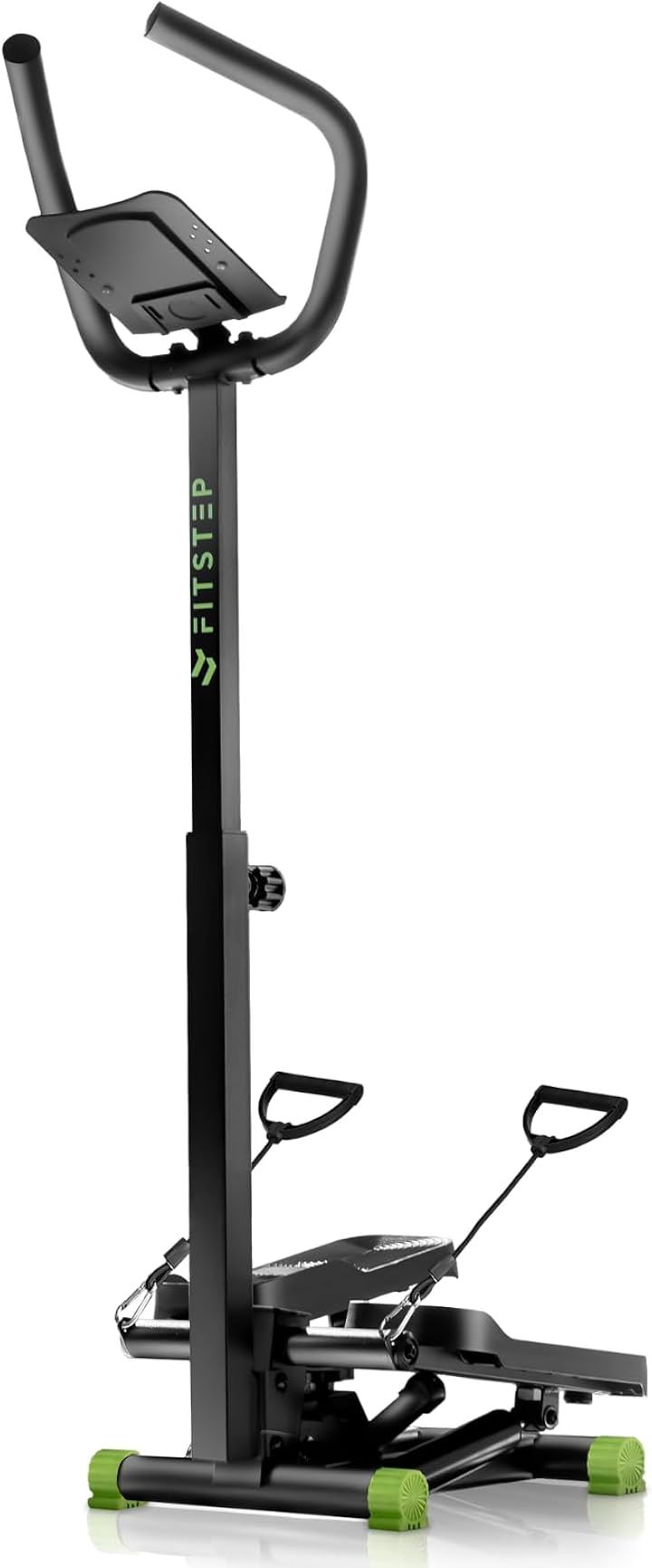 パーソナルトレーナー監修 ステッパー 静音 ハンドル付き スマホ・タブレットホルダー付き 健康器具 足踏み健康器具 筋トレ (ブラック, 奥行589mmx幅319mmx高さ1203m)