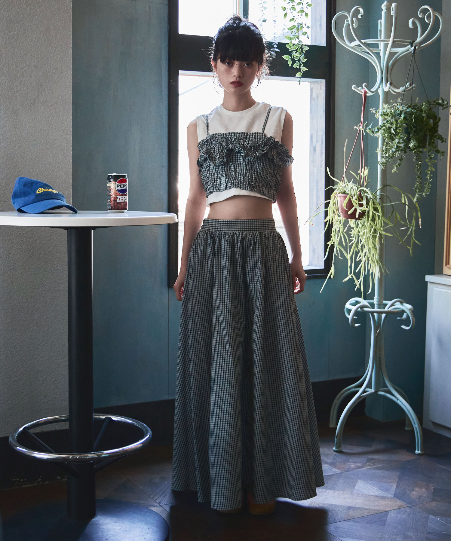 チェック柄ギャザーマキシスカート ボトムス スカート フレアスカート チェック柄 レディース ロングスカート チェックスカート ロング丈 マキシ丈 裏地付き セットアップ