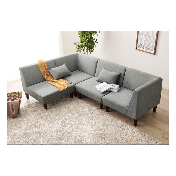 ソファ4点セット フラットS-4S 1PソファＸ2+コーナーソファＸ2 グレー フラットS-GY-4S