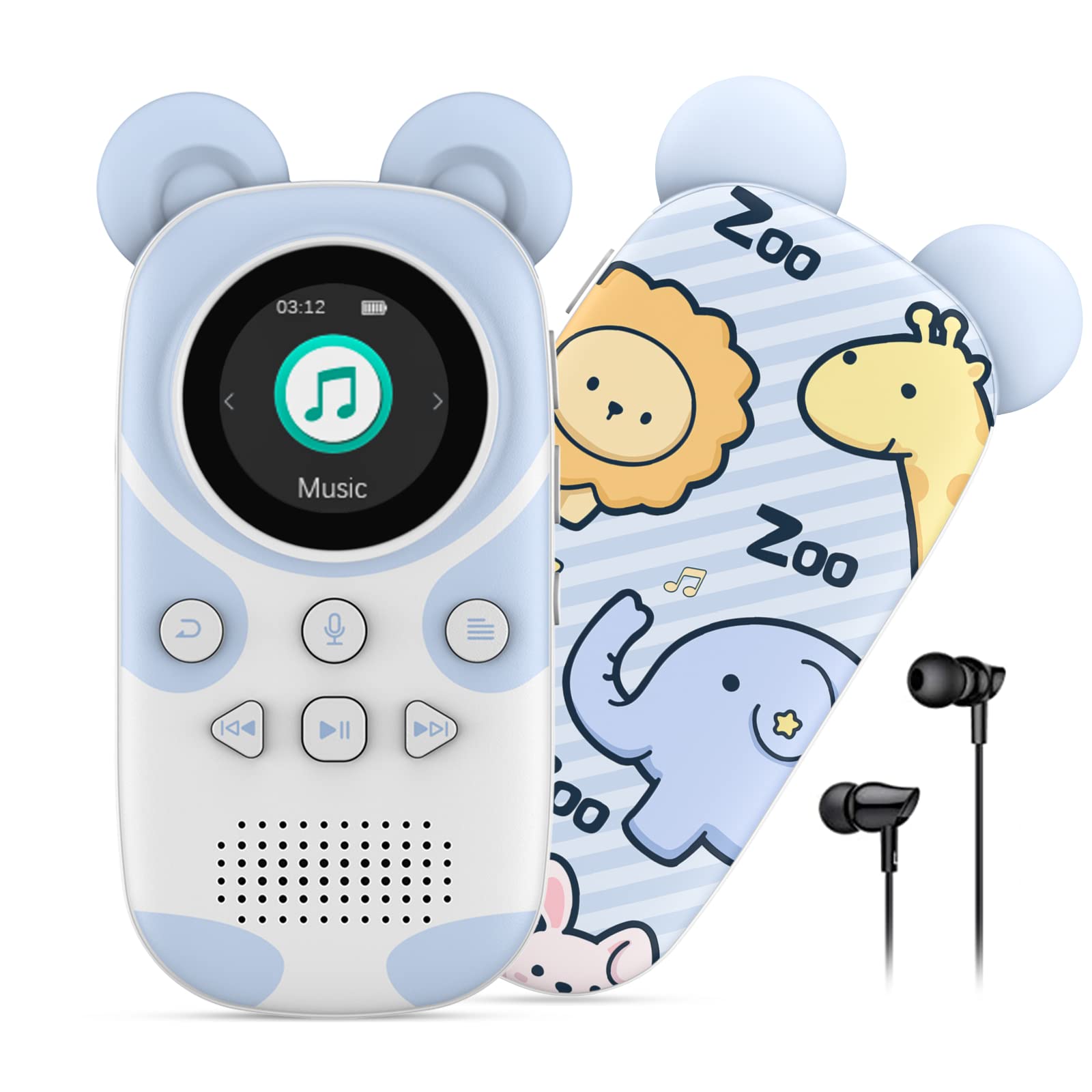 RUIZU 子供向けBluetooth MP3プレーヤー スピーカー内蔵 16GB ウォークマンポータブルデジタルオーディオプレーヤーカートゥーン動物園ポータブル音楽プレーヤーmp3プレーヤー mp3