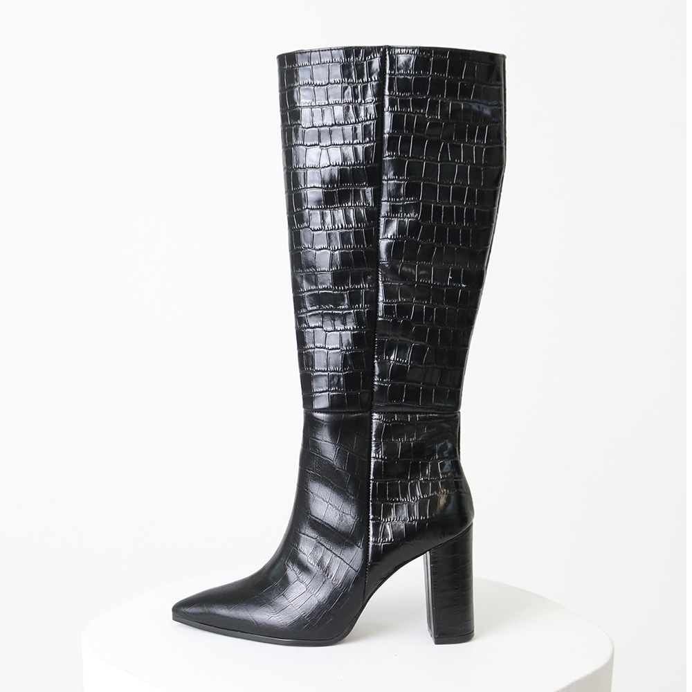 Barneys Croco Long Boots Black