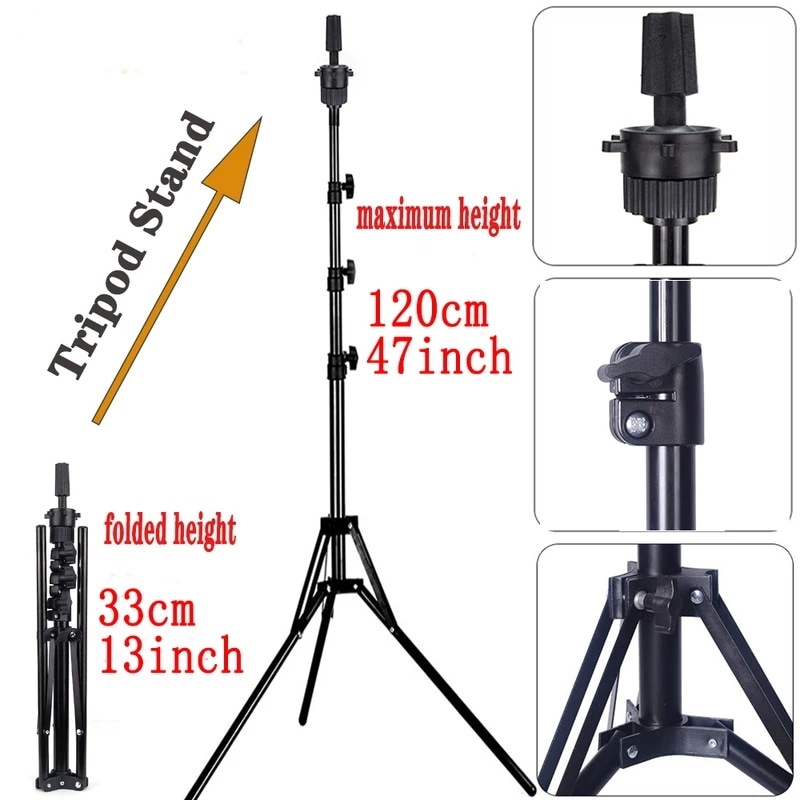 マネキンヘッド キャンバスブロック 調整可能なヘッド かつらディスプレイ用の三脚付き height 120cm tripod