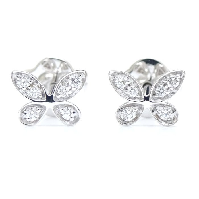 パヴェ バタフライ ダイヤモンド プティ スタッド ピアス ダイヤモンド RGE1563 K18WG ホワイトゴールド/292870【中古】