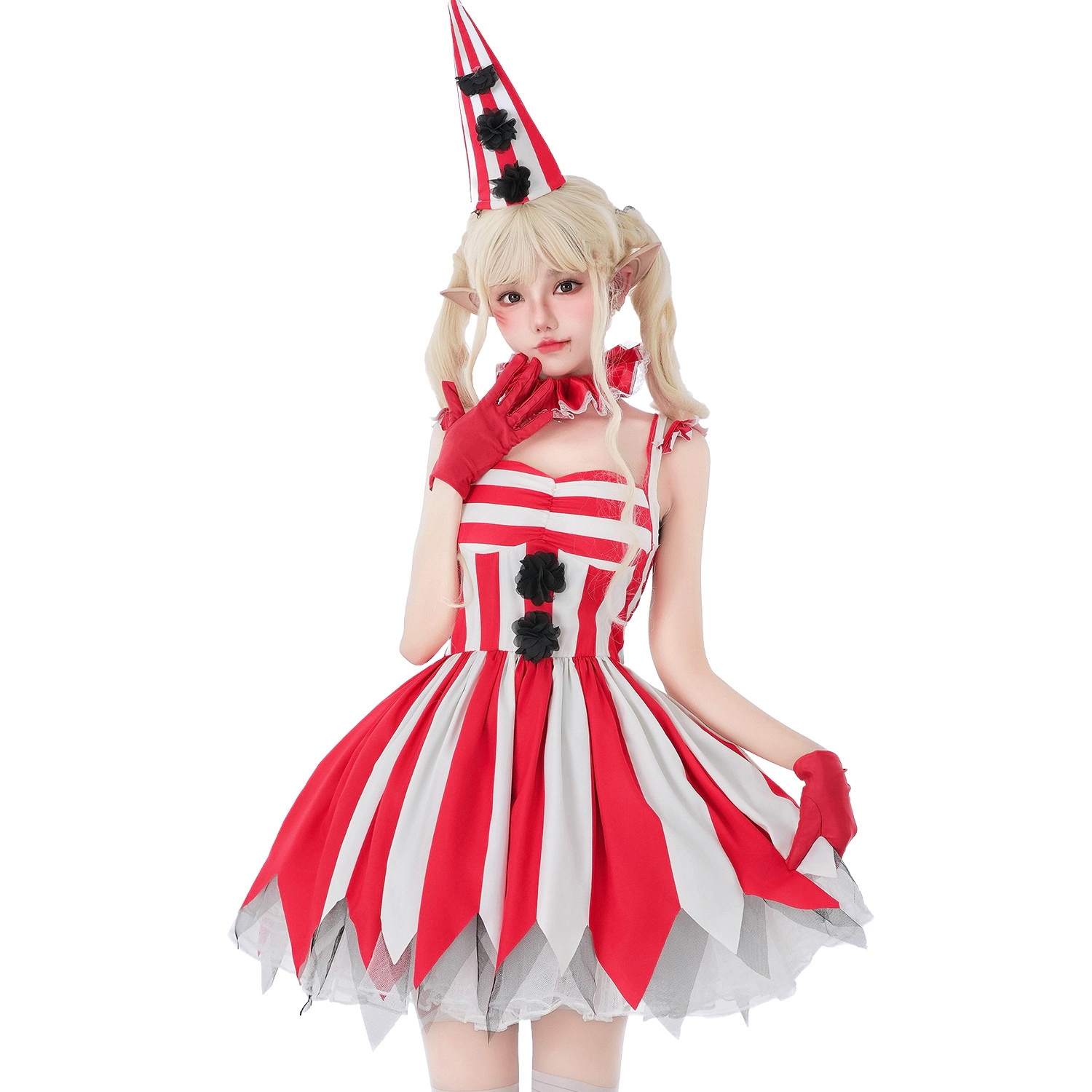ハロウィンコスチューム サーカス ピエロ コスプレ衣装 レディース ドレス 邪悪なピエロ ホラー 人形 赤