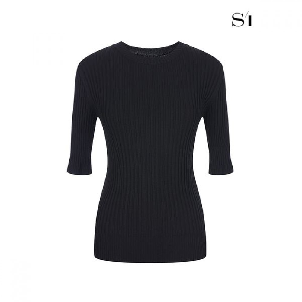 [C] ラウンドリブ付きティーシャツブラック SGUCF2943 4,813円