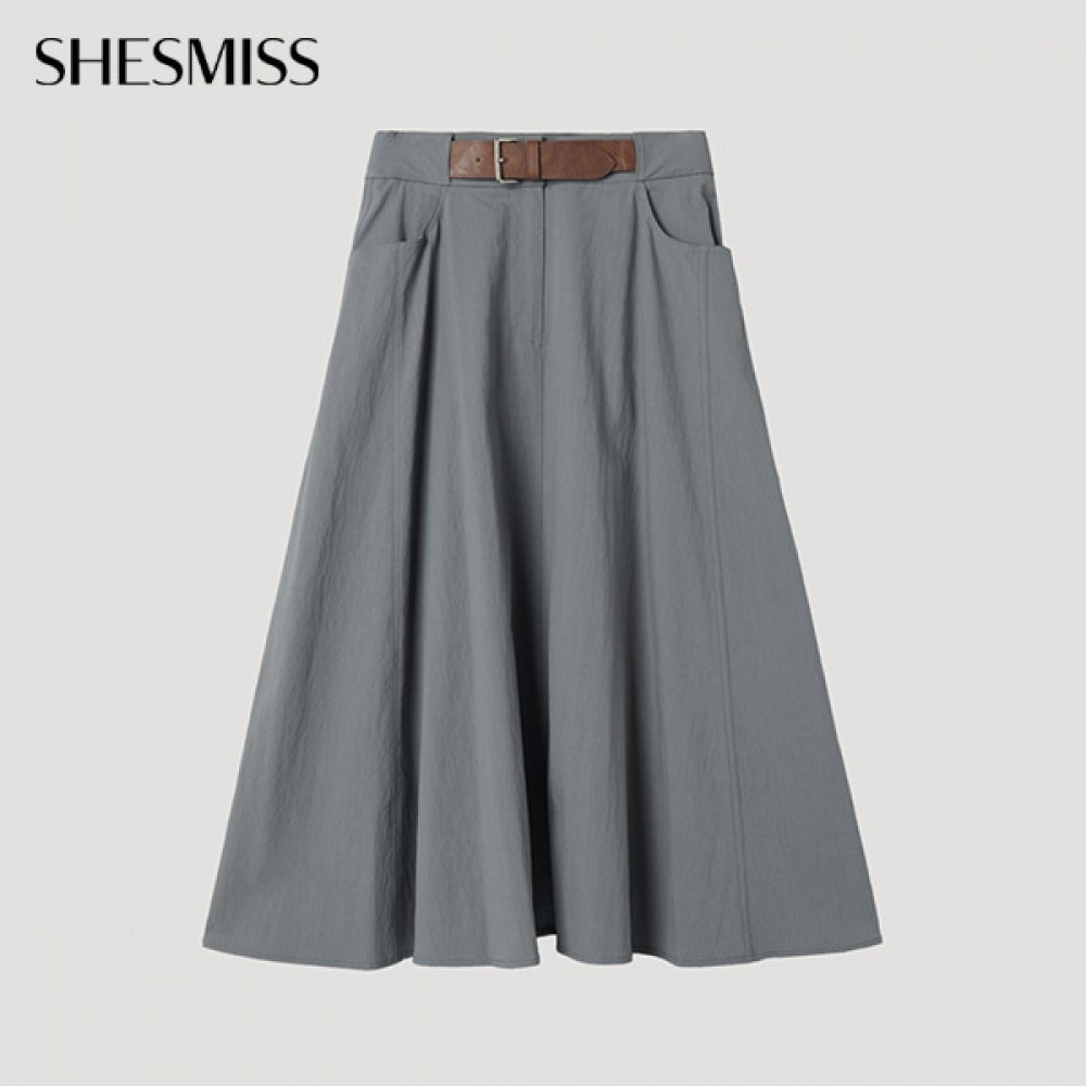 (シールズミス) ベルトディテールフレアスカート_swwskp12020_gr