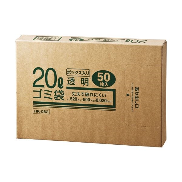 (まとめ) クラフトマン 業務用透明 メタロセン配合厚手ゴミ袋 20L BOXタイプ HK-82 1箱(50枚) 30セット