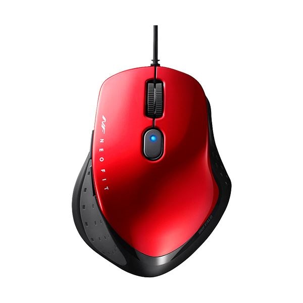 （まとめ） バッファロー 有線 BlueLED5ボタン ネオフィットマウス Mサイズ レッド BSMBU510MRD 1個 10セット