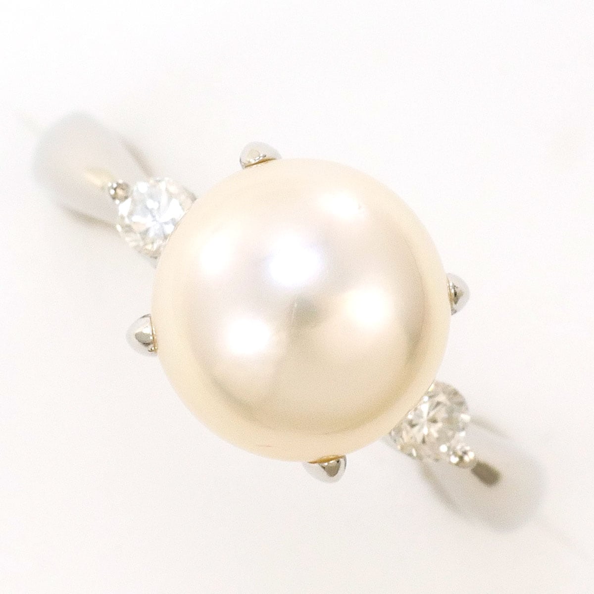 PT900 プラチナ リング・指輪 7.5号 パール（真珠） ダイヤモンド 0.10ct 総重量約4.1g 中古