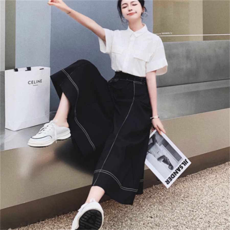 パンツ ボトム ガウチョパンツ フレア Aライン ガウチョ 2点セット 上下セット ロング ロング丈 マキシ ポケット ハイウエスト かわいい 大人可愛い 大人女子 綺麗 シンプル