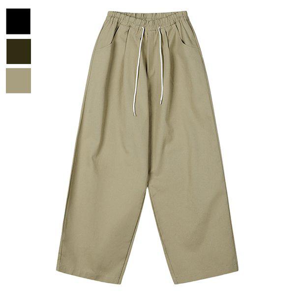 メンズ 季節の変わり目 ワンタック ワイド バンディング パンツ GN-PTA-Q016-ベージュ