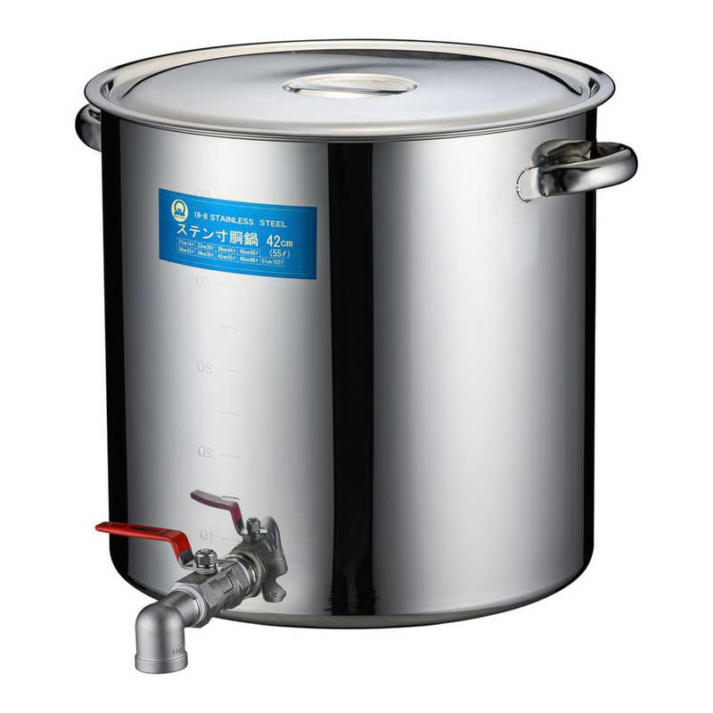 遠藤商事　SA18-8蛇口付寸胴(目盛付) 42cm 25A1インチ　EZV0305