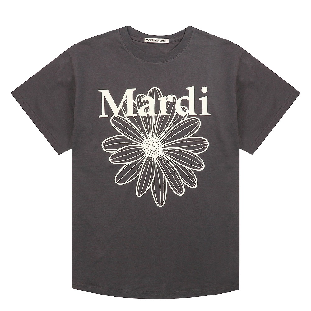 Tシャツ TSHIRT FLOWERMARDI CHARCOAL IVORY 半袖 レディース 韓国 ファッション アパレル