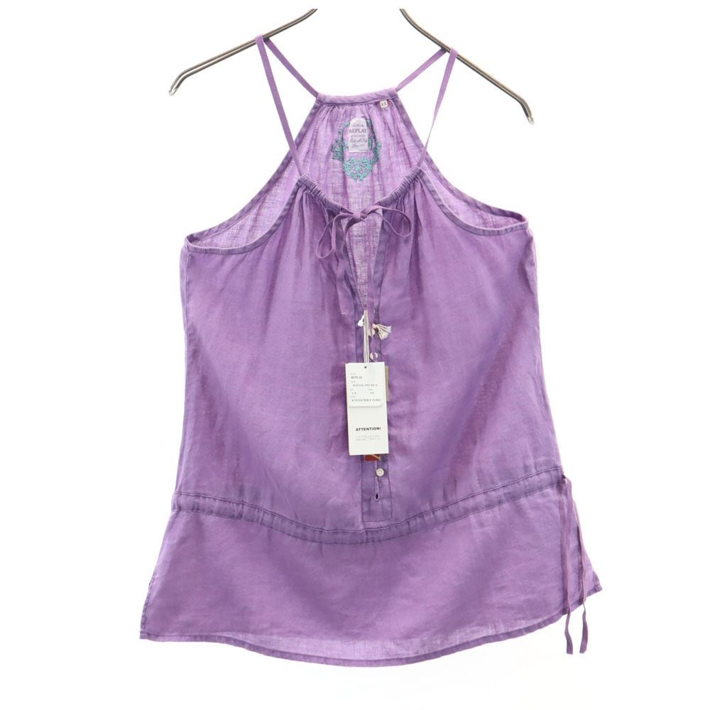 未使用 リネン キャミソール XS パープル系 タグ付き レディース