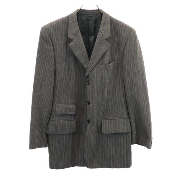 日本製 ストライプ柄 長袖 テーラードジャケット M グレー系 メンズ