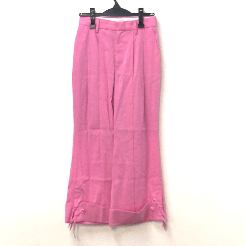 IRENE アイレネ パンツ 23S88002 ボトムス ストレートパンツ ロング アパレル 裾リボン リネン ピンク