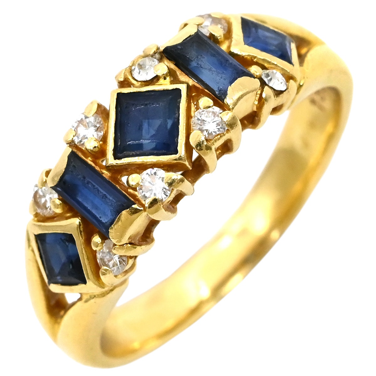 クリスチャン・ディオール リング 指輪 ダイヤモンドリング イエローゴールド Christian Dior Au750 K18 ダイヤ×サファイア 10号【中古】