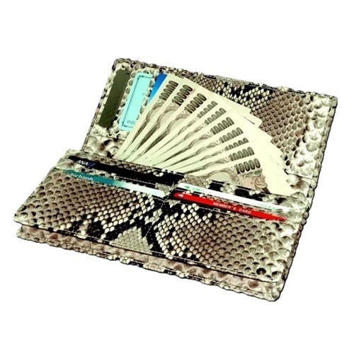 全面ニシキヘビ長財布（開運干支お守り根付プレゼント付き）