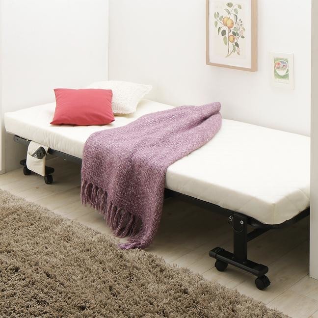 コンパクト折りたたみベッド 完成品 おしゃれ 可愛い Mallow マロウ セミシングル ショート丈