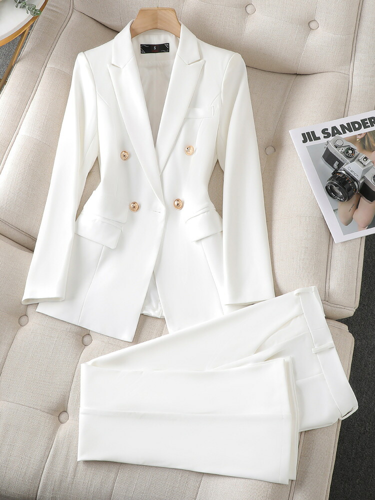 スーツ セットアップ 白色 春秋用 おしゃれ カジュアル 男女兼用 通勤用 仕事用