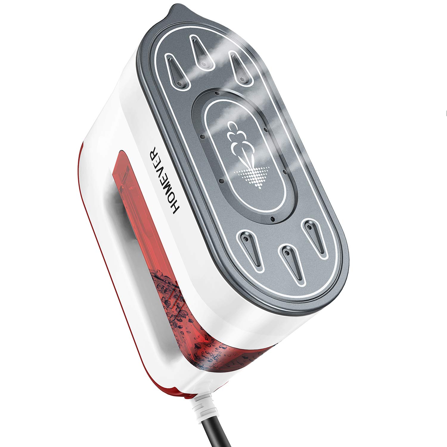 スチームアイロン, Homever 衣類スチーマー シャツ アイロン ハンガーにかけたまま 大容量・360, 2021 最新のハンディアイロン 携帯 旅行 家庭 出張用 脱臭 (赤い) 5,414円