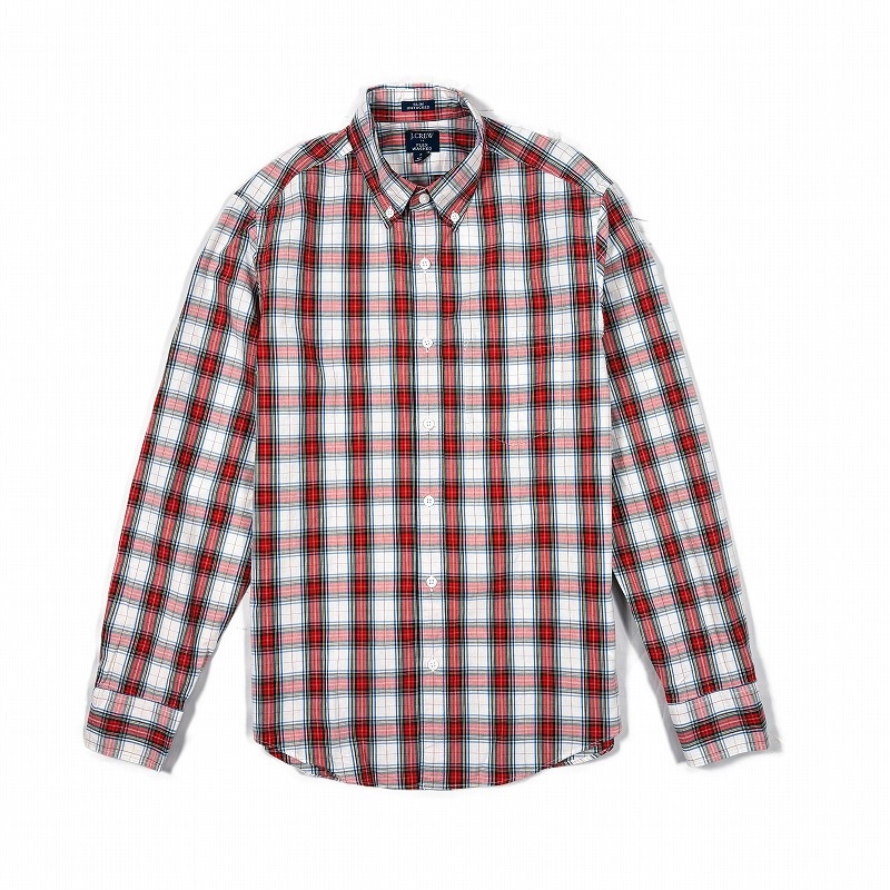 メンズ 長袖 シャツ スリムフィット アンタック レッド アイボリー