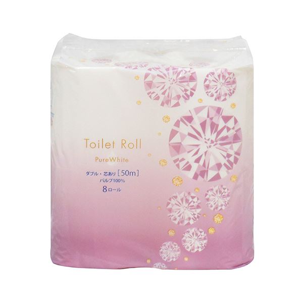 TANOSEE トイレットペーパーピュアホワイト ダブル 芯あり 50m 1セット（48ロール：8ロールx6パック）