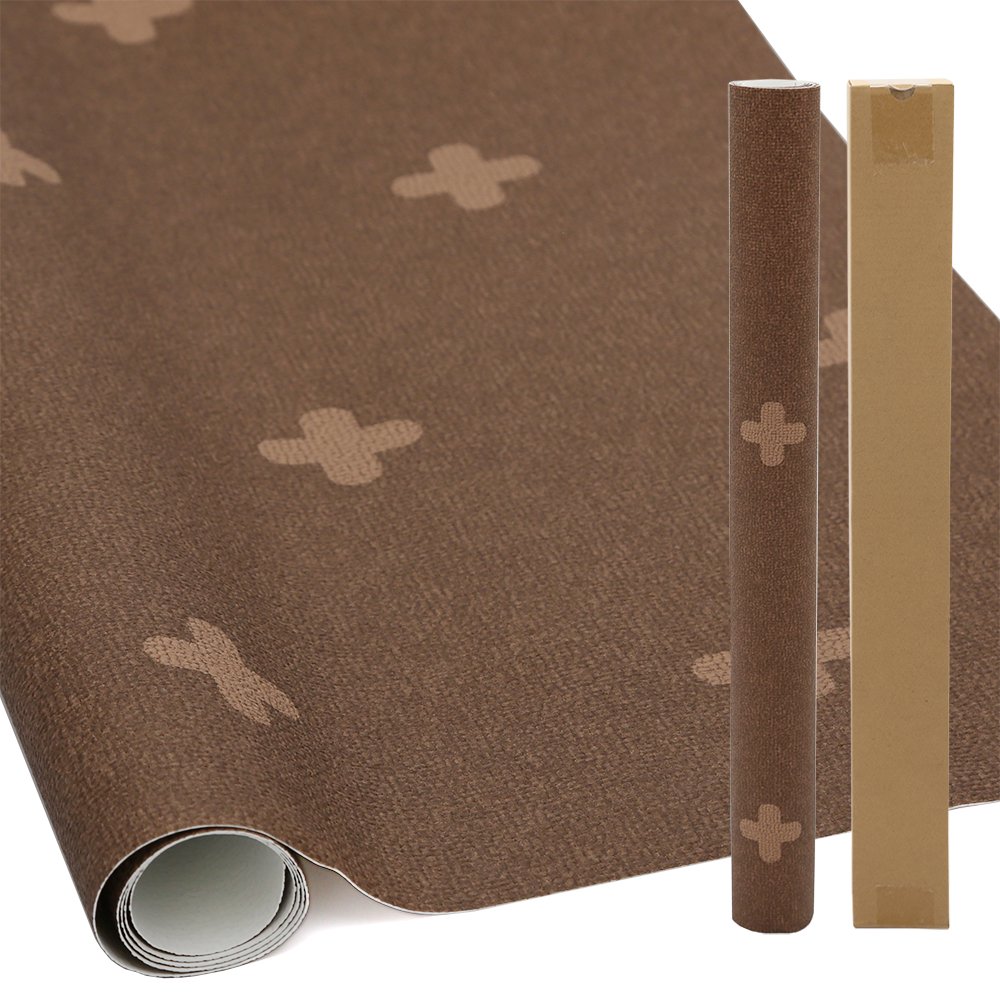 切売　ペットにやさしい防滑消臭マット　防水タイプ　６５X３００ｃｍ　プラス柄　ブラウン　３ｍ　ＣＲＣ40―50―70―00―00