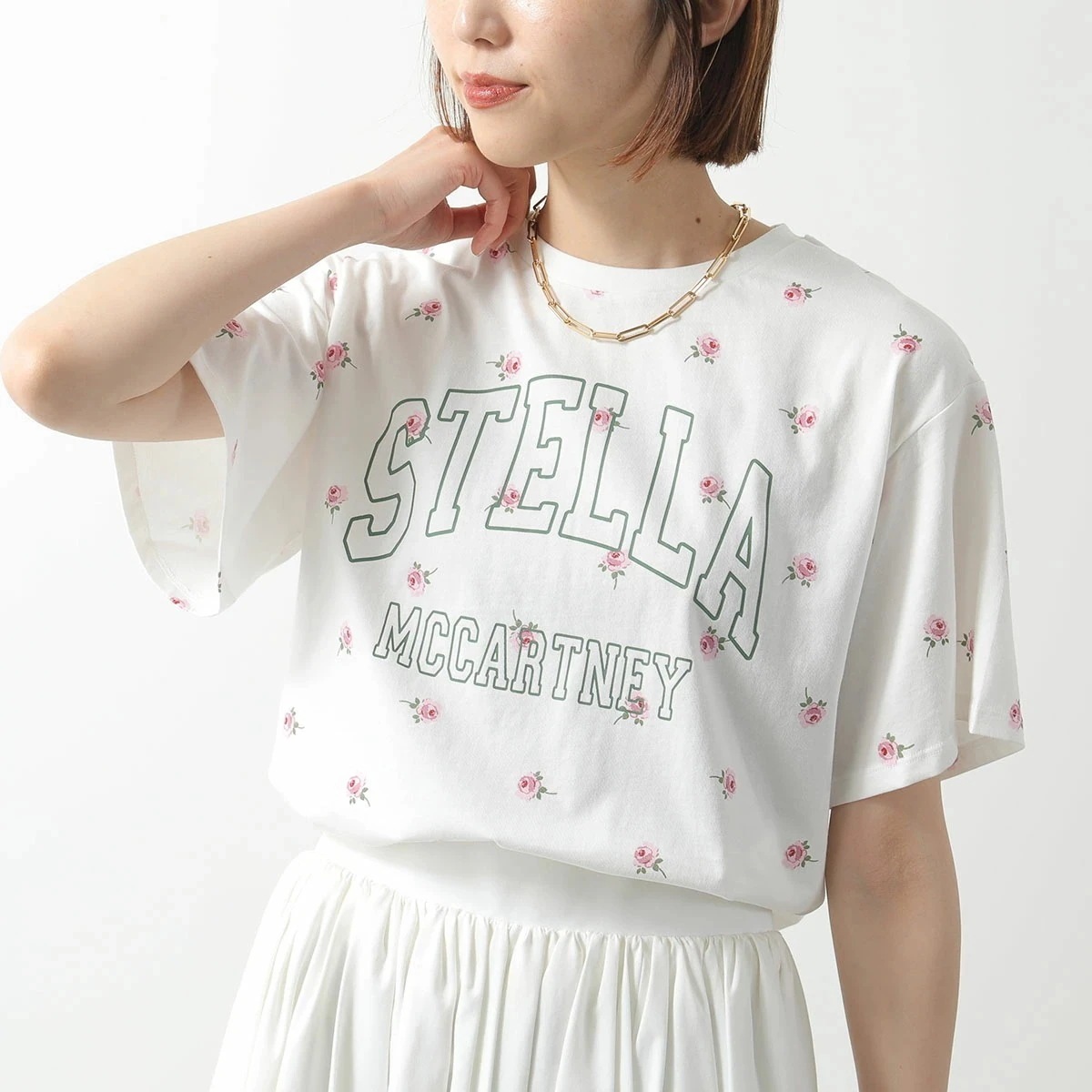 STELLA McCARTNEY KIDS ステラマッカートニー キッズ Tシャツ TX8C61 Z3101 レディース ガールズ 半袖 カットソー コットン フラワー ロゴ 103MC