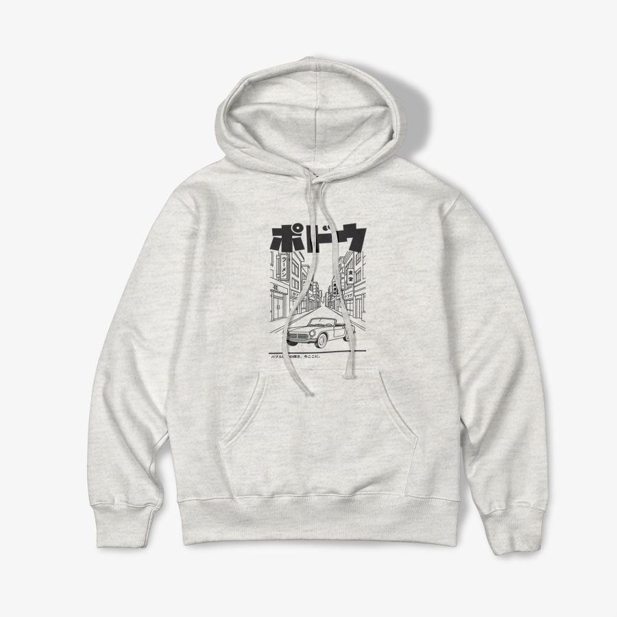 日本の都市 クラシックカー イラスト ポドウグッズ 日本語 ヘビー厚手フーディー韓国
