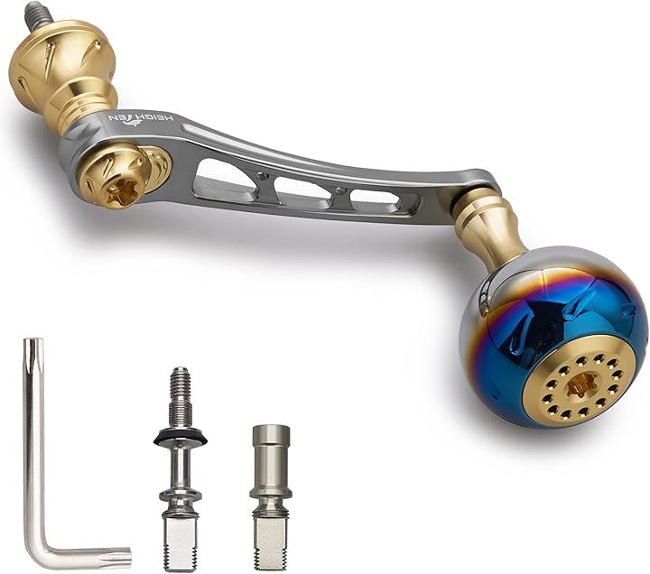 55-60mm可変 リール ハンドル 30mm ハンドルノブ 搭載 ダイワ DAIWA シマノ SHIMANO 通用 スピニングリール( ガンメタル＆ゴールド, 55-60mm可変)