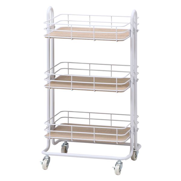 キッチンワゴン ホワイト 幅45x奥行31.5x高さ80cm 組立品