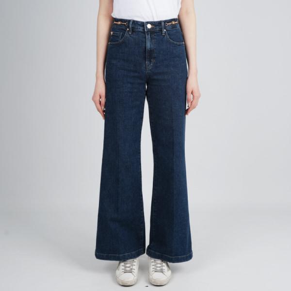 女性ジーンズ クアトロGメタル装飾フレアブーツカット ダークブルー YO1D1097