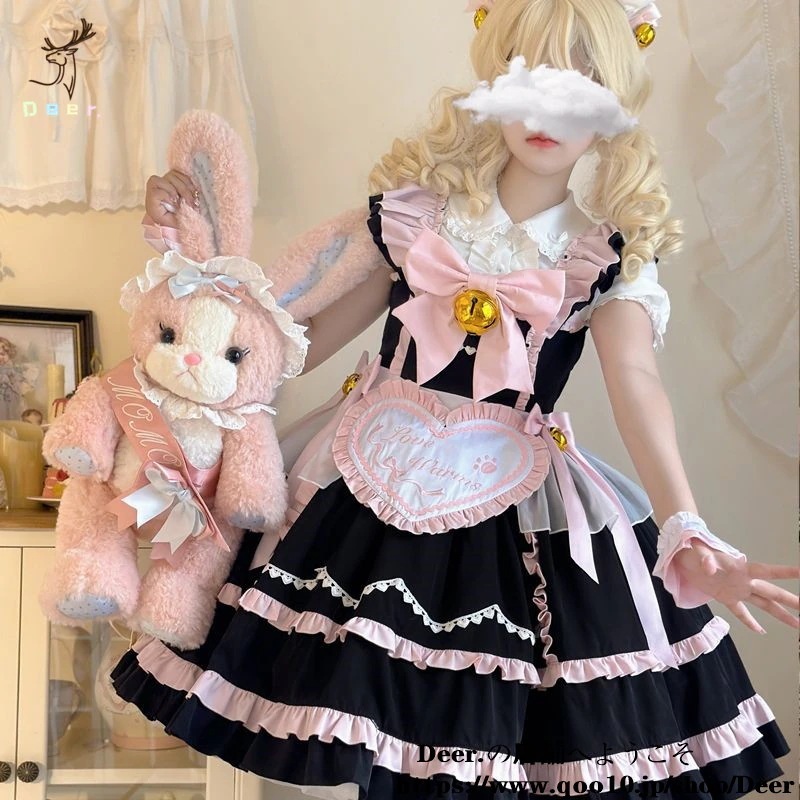 オリジナルデザインが超キュートな料理娘ロリータ洋装スイートメイドjskロリータキャミソールワンピース脚魅せミニスカート 韓国ファッション