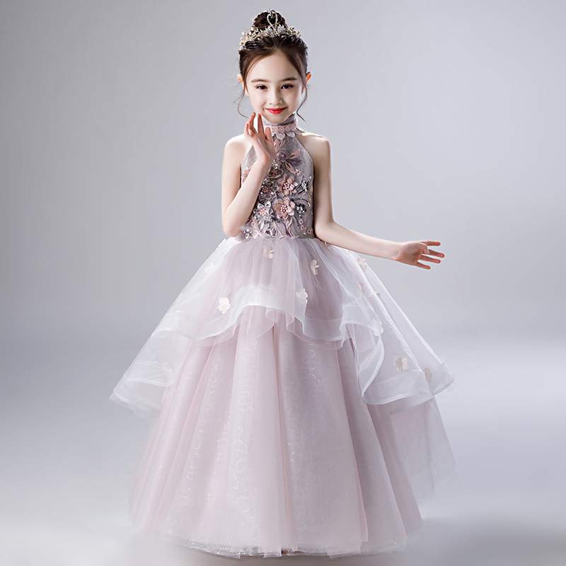 子供ドレスドレス女の子ワンピースレースチュールワンピースロングドレスピアノ発表会子どもピンク花嫁