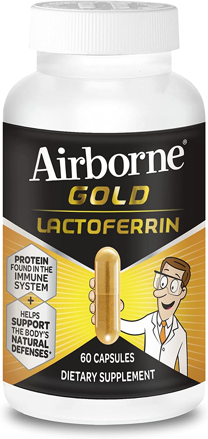 【Airborne Gold 300mg ラクトフェリン カプセル】免疫サポート ラクトフェリン サプリメント - 免疫系にあるタンパク質で体の自然な防御をサポート60 カプセル