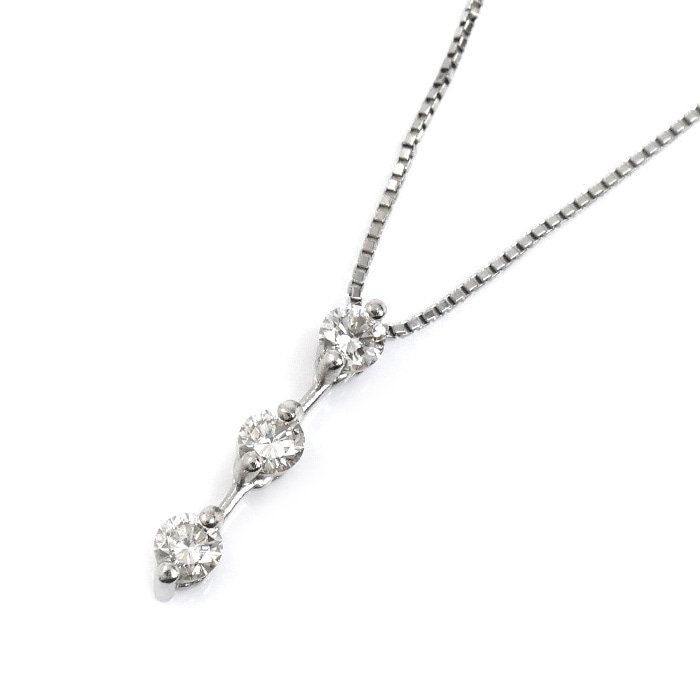 Pt900/850 ネックレス ベネチアン ダイヤモンド0.32ct 3.5g -47cm フリーチェーン レディース 中古