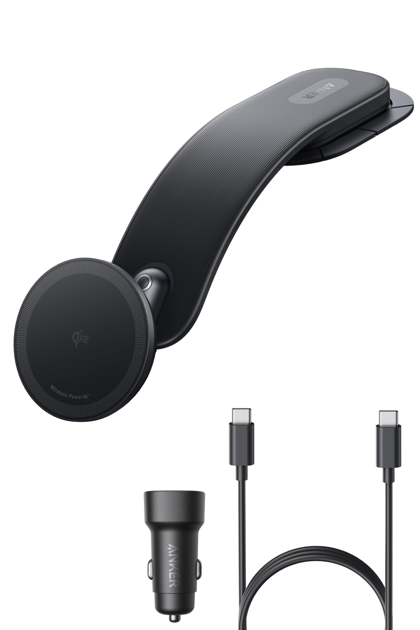 Anker Nano Wireless Charger (MagGo, 着脱式パッド) with Car Charger 最大15W出力でワイヤレス充電 360回転 最大45まで 傾けられる 18