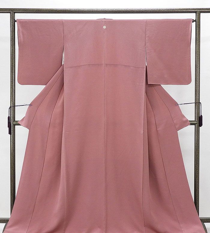 色無地 正絹 灰梅色 身丈169cm 裄丈65.5cm 四方木瓜 リサイクル 着物 結婚式 入学式 卒業式 中古 a4039