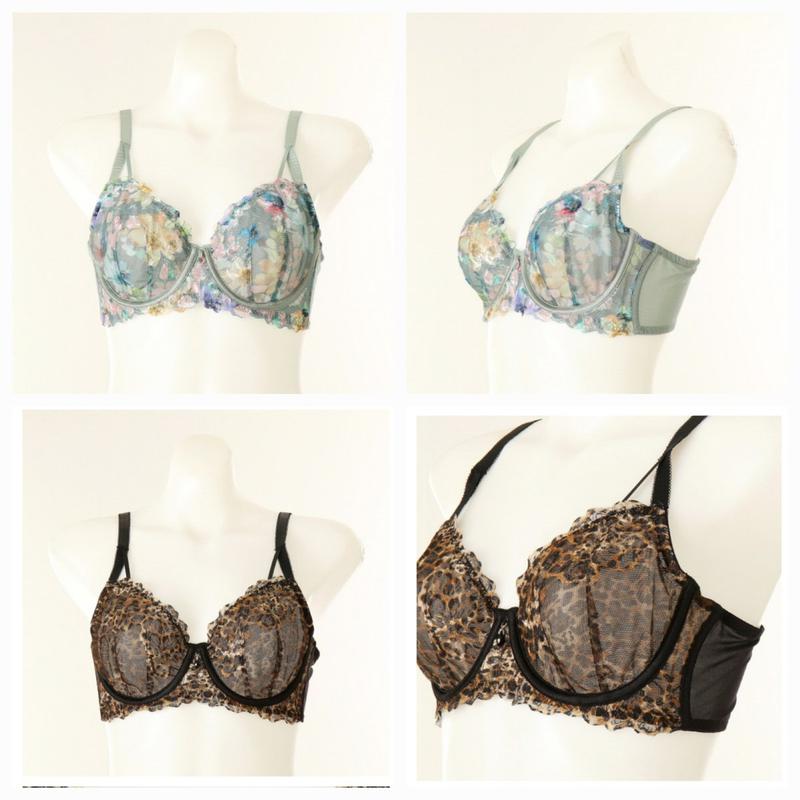 胸が小さく見える軽い一枚重ねのプリントブラVBR1710Dカップ