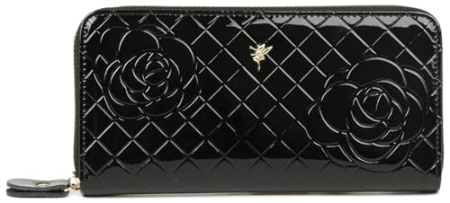[フェアーフェアリー] 長財布 レディース ローズ エナメル 本革 230913 (ブラック)