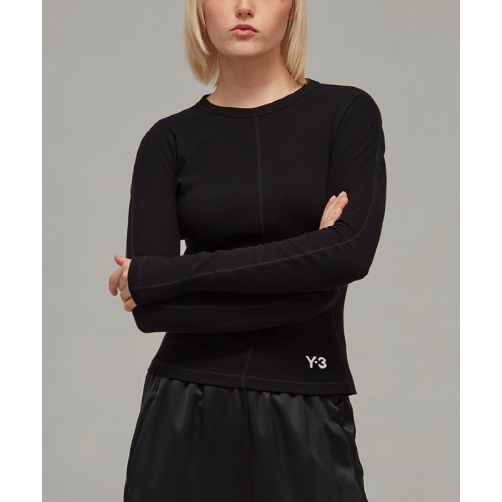 Y-3 (W) フィットロングスリーブTシャツブラックフィットLS Tシャツブラック