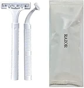 業務用使い捨てカミソリ（RA二枚刃）400本入り T字カミソリ T字シェーバー 髭剃り T字剃刀 ヒゲソリ 2枚刃 ホテルアメニティ RAZOR (400)