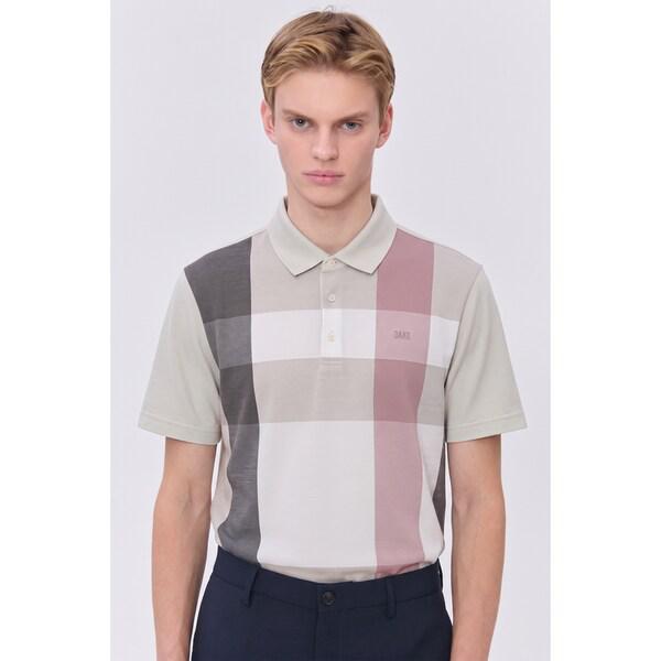[25SS] [定番商品] ベージュ ビッグチェック 綿混紡 半袖ポロシャツ WMTS5BU01I2